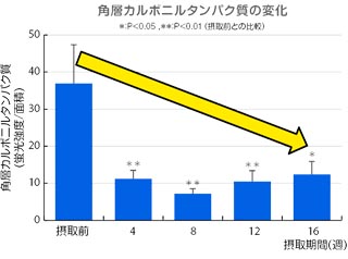 グラフ 角層カルボニルたんぱく質の変化